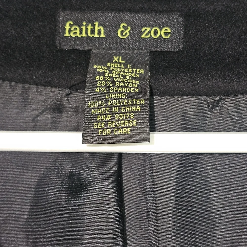 Faith & Zoe Black V Neck Fringe Jacket. - Picture 2 of 5